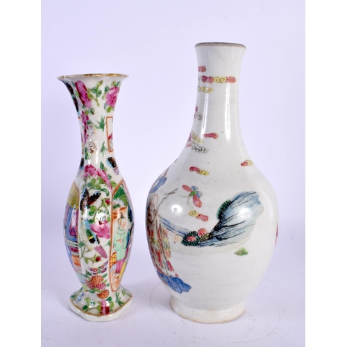 1963 - A MID 19TH CENTURY CHINESE FAMILLE ROSE PORCELAIN VASE Qing, together with a Canton famille rose vas... 