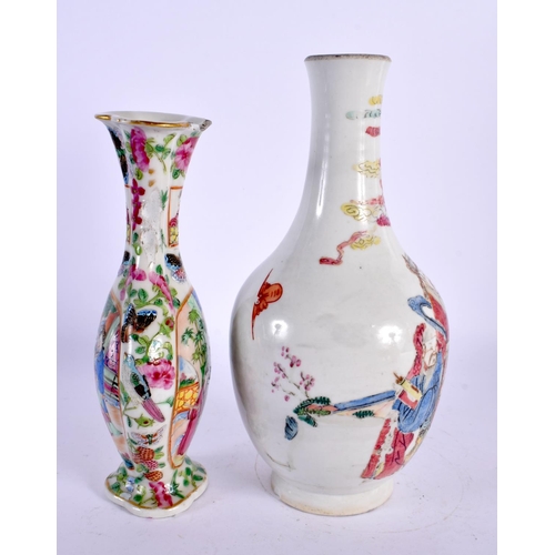 1963 - A MID 19TH CENTURY CHINESE FAMILLE ROSE PORCELAIN VASE Qing, together with a Canton famille rose vas... 