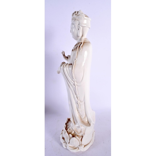 1993 - AN EARLY 20TH CENTURY CHINESE BLANC DE CHINE FIGURE OF A BUDDHA Late Qing/Republic. 37 cm high.