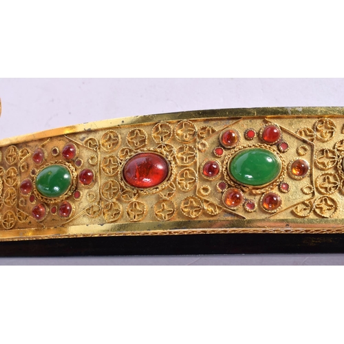 1996 - AN EARLY 20TH CENTURY CHINESE YELLOW METAL ENAMELLED RUI SCEPTRE Late Qing/Republic, jewelled with m... 