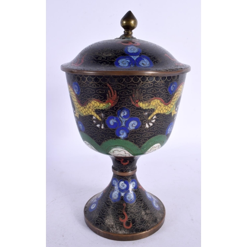 2014 - AN EARLY 20TH CENTURY CHINESE CLOISONNE ENAMEL GOBLET AND COVER Late Qing/Republic. 22 cm x 9 cm.