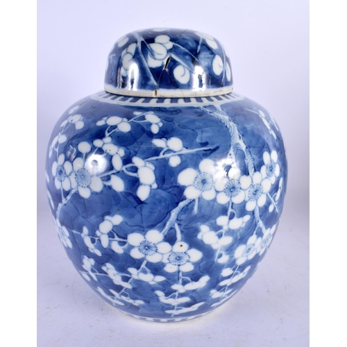 2031 - A LARGE 19TH CENTURY CHINESE BLUE AND WHITE PORCELAIN GINGER JAR AND COVER bearing Kangxi marks to b... 