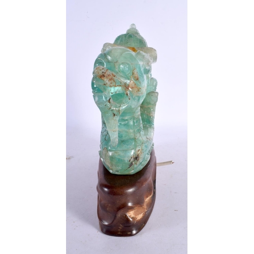 2060 - A LATE 19TH CENTURY CHINESE CARVED AVENTURINE GREEN QUARTZ STONE Qing. 22 cm x 22 cm.