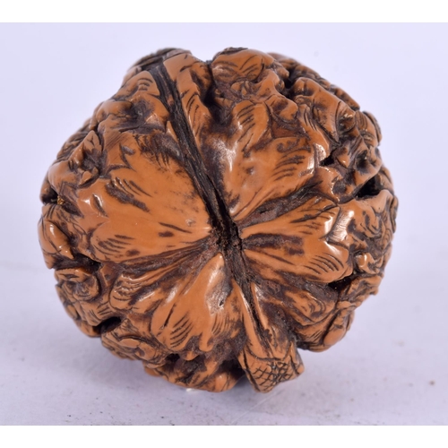 2093 - A LATE 19TH CENTURY CHINESE CARVED NUT. 4 cm wide.