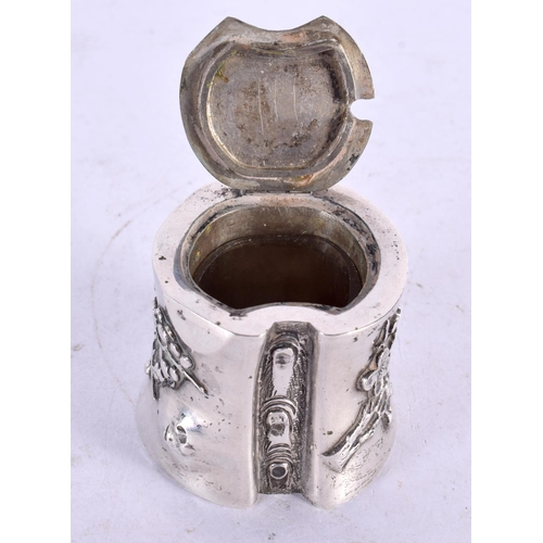 2099 - A 19TH CENTURY CHINESE EXPORT SILVER CRUET POT by Zeewo. 80 grams. 4.75 cm x 4.5 cm.