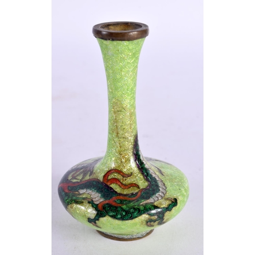 2108 - AN EARLY 20TH CENTURY JAPANESE MEIJI PERIOD CLOISONNE ENAMEL VASE decorated with a dragon. 7.5 cm x ... 