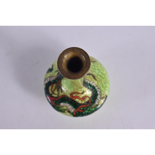 2108 - AN EARLY 20TH CENTURY JAPANESE MEIJI PERIOD CLOISONNE ENAMEL VASE decorated with a dragon. 7.5 cm x ... 