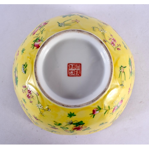 2115 - A LARGE CHINESE FAMILLE VERTE PORCELAIN DISH 20th Century, together with a yellow glazed bowl. Large... 