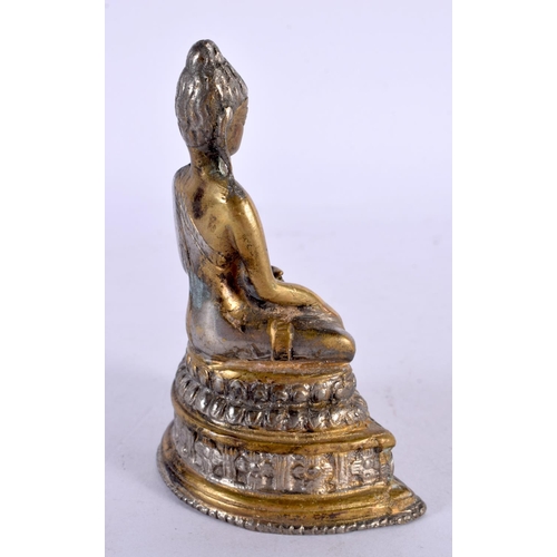 2118 - A 19TH CENTURY MIDDLE EASTERN ASIAN BRONZE BUDDHA modelled upon a stepped base. 11 cm x 6 cm.