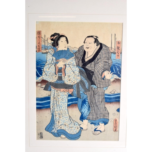 2122 - Japanese School (19th Century) 7 x Woodblock prints, assorted scenes. Largest 56 cm x 42 cm. (7)