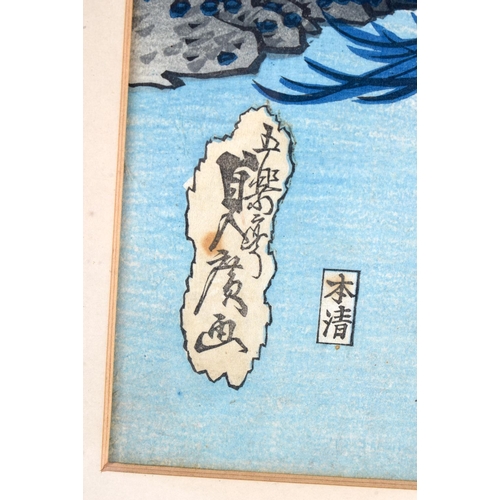 2122 - Japanese School (19th Century) 7 x Woodblock prints, assorted scenes. Largest 56 cm x 42 cm. (7)