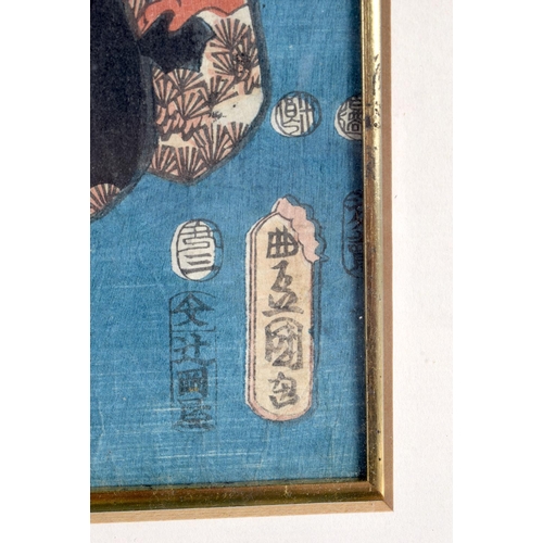 2122 - Japanese School (19th Century) 7 x Woodblock prints, assorted scenes. Largest 56 cm x 42 cm. (7)