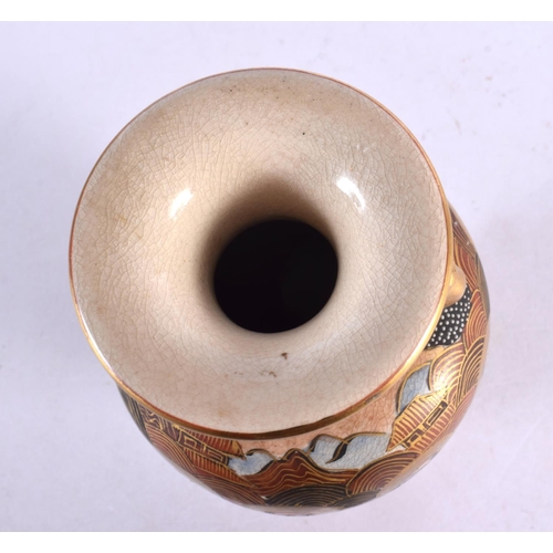 2127 - A LATE 19TH CENTURY JAPANESE MEIJI PERIOD TWIN HANDLED SATSUMA VASE. 20 cm high.