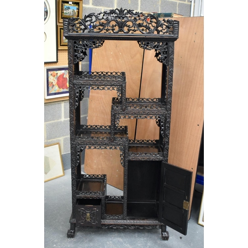 2131 - A GOOD 19TH CENTURY CHINESE HONGMU CARVED WOOD DISPLAY CABINET Qing. 180 cm x 35 cm x 75 cm.