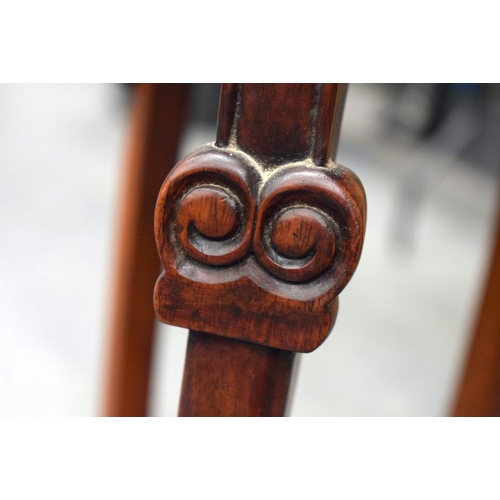 2132 - AN EARLY 20TH CENTURY CHINESE MARBLE INSET HARDWOOD STAND. 80 cm x 30 cm.