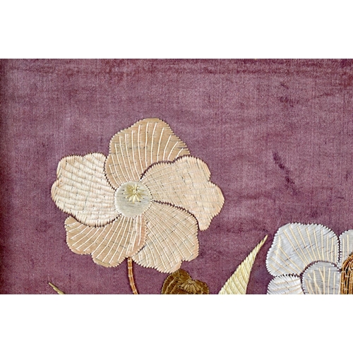 2137 - Chinese School (19th Century) Watercolour, together with a Chinese silk. Largest 46 cm x 25 cm. (2)