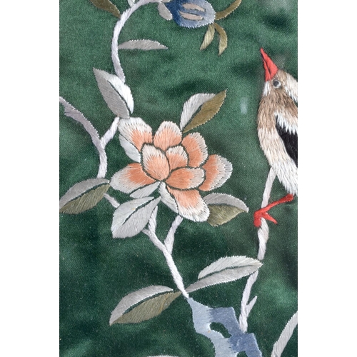 2138 - Japanese School (C1920) Watercolour, together with an embroidered silk. Largest 72 cm x 45 cm. (2)