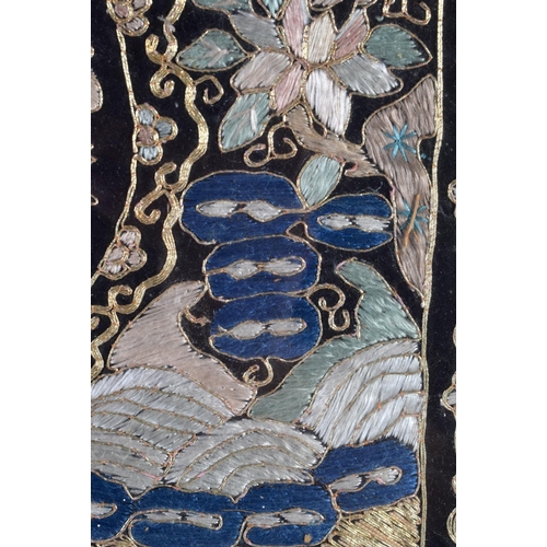 2139 - A PAIR OF 19TH CENTURY CHINESE EMBROIDERED SILK WORK RANK BADGES. 45 cm square.