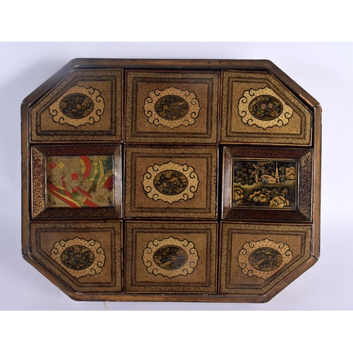 2143 - A LARGE 18TH/19TH CENTURY CHINESE EXPORT LACQUER GAMING BOX AND COVER Qing. 35 cm x 27 cm.