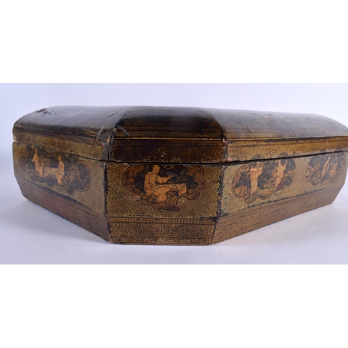 2143 - A LARGE 18TH/19TH CENTURY CHINESE EXPORT LACQUER GAMING BOX AND COVER Qing. 35 cm x 27 cm.