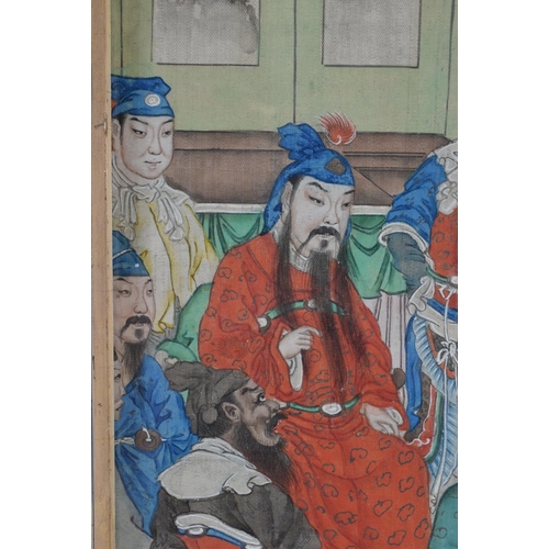 2145 - Chinese School (18th/19th Century) Watercolour, Red robed male within an interior. 44 cm x 26 cm.