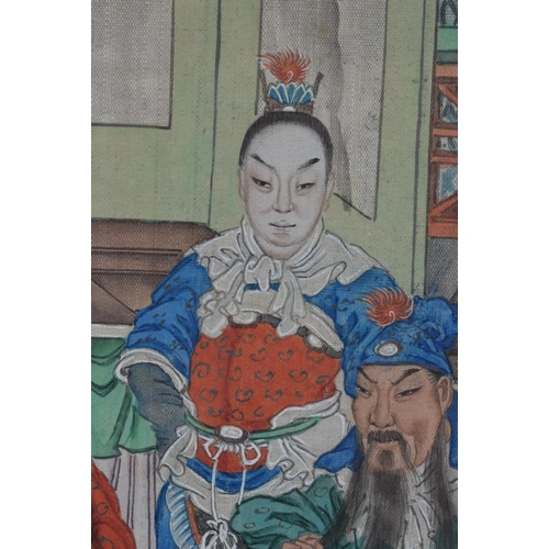 2145 - Chinese School (18th/19th Century) Watercolour, Red robed male within an interior. 44 cm x 26 cm.