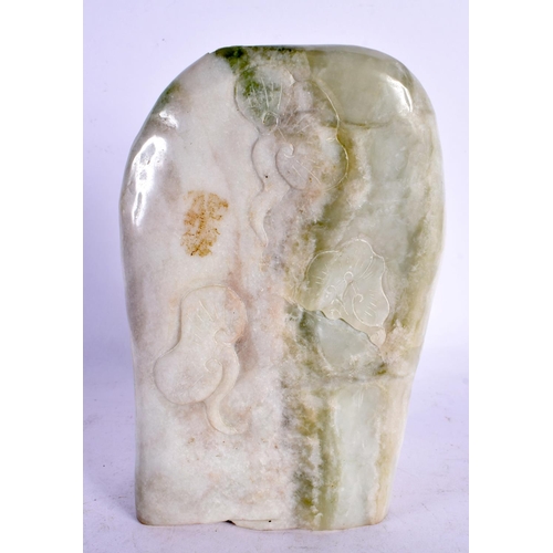 2149 - A CHINESE CARVED GREEN JADE MOUNTAIN 20th Century. 18 cm x 8 cm.