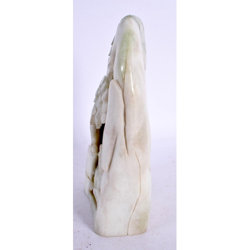 2149 - A CHINESE CARVED GREEN JADE MOUNTAIN 20th Century. 18 cm x 8 cm.