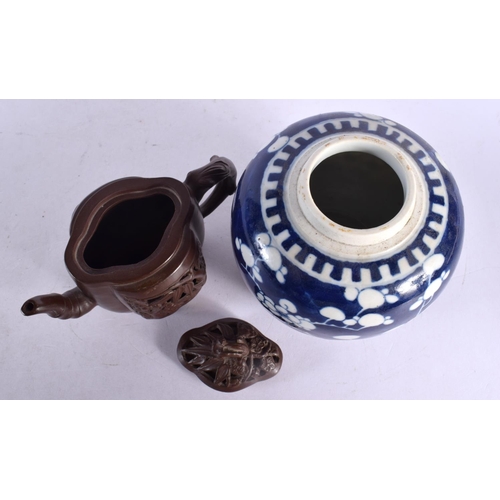 2154 - AN EARLY 20TH CENTURY CHINESE YIXING POTTERY TEAPOT AND COVER Late Qing/Republic, together with a gi... 