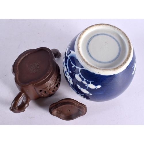 2154 - AN EARLY 20TH CENTURY CHINESE YIXING POTTERY TEAPOT AND COVER Late Qing/Republic, together with a gi... 