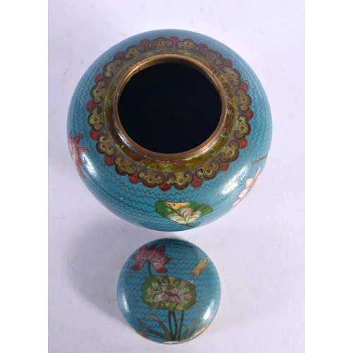 2159 - A CHINESE REPUBLICAN PERIOD CLOISONNE ENAMEL JAR AND COVER. 13 cm x 11 cm.