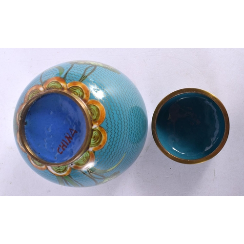 2159 - A CHINESE REPUBLICAN PERIOD CLOISONNE ENAMEL JAR AND COVER. 13 cm x 11 cm.