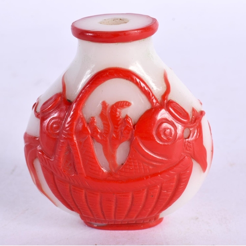 2166 - A CHINESE REPUBLICAN PERIOD PEKING GLASS SNUFF BOTTLE. 5.75 cm x 5.25 cm.