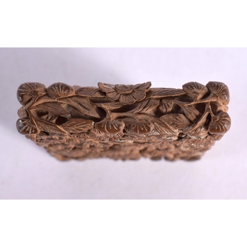 2168 - A 19TH CENTURY CHINESE CARVED SANDALWOOD CARD CASE AND COVER Qing. 9.5 cm x 5.75 cm.