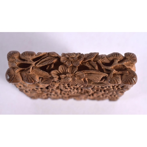 2168 - A 19TH CENTURY CHINESE CARVED SANDALWOOD CARD CASE AND COVER Qing. 9.5 cm x 5.75 cm.