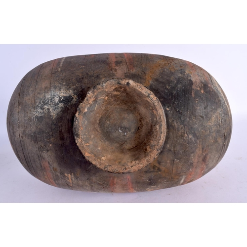 2170 - A WESTERN HAN DYNASTY COCOON SHAPED VESSEL 206 BC to Early 1st Century BC. 27 cm x 21 cm.