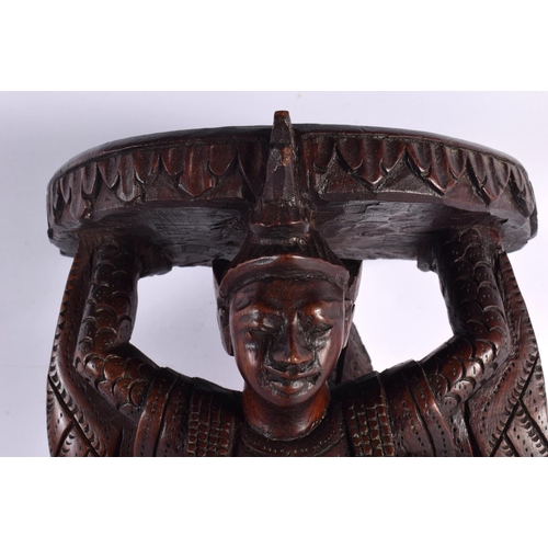 2174 - A 19TH CENTURY BURMESE SOUTH EAST ASIAN WOOD PEDESTAL SHELF. 40 cm x 20 cm.