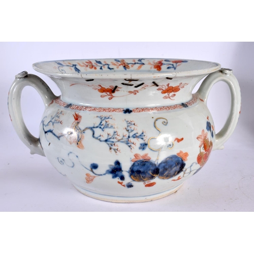 2178 - A RARE EARLY 18TH CENTURY CHINESE TWIN HANDLED IMARI BOWL Kangxi/Yongzheng, and a large blue and whi... 