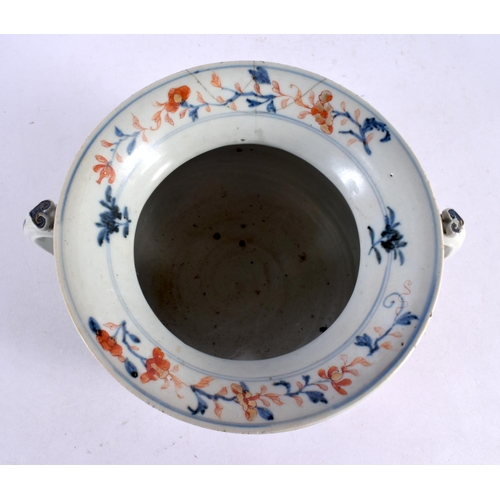 2178 - A RARE EARLY 18TH CENTURY CHINESE TWIN HANDLED IMARI BOWL Kangxi/Yongzheng, and a large blue and whi... 