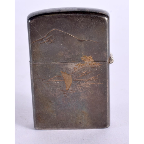 2196 - A JAPANESE TAISHO PERIOD SILVER AND MIXED METAL LIGHTER. 62 grams. 5.75 cm x 4 cm x 1 cm.