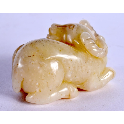 2201 - A CHINESE CARVED JADE BULL 20th Century. 6 cm x 3 cm.