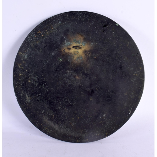 2212 - A LARGE 19TH CENTURY CHINESE BRONZE MIRROR Qing. 18 cm diameter.