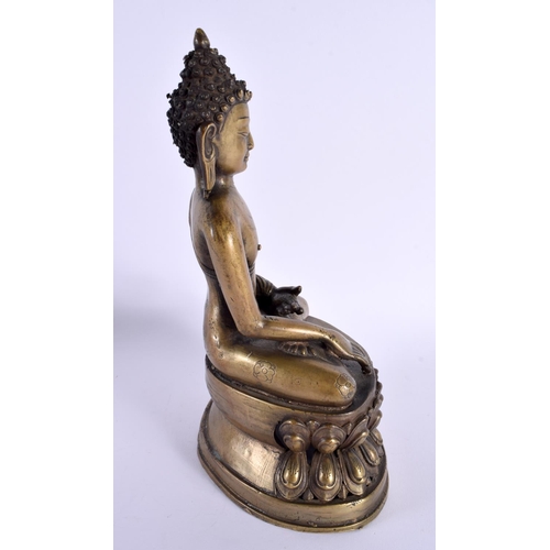 2217 - A 19TH CENTURY INDIAN TIBETAN BRONZE FIGURE OF A BUDDHA modelled upon a lotus base. 26 cm x 10 cm.