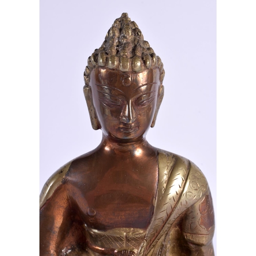 2218 - A 19TH CENTURY INDIAN TIBETAN FIGURE OF A BUDDHA modelled upon a lotus capped base. 25 cm x 14 cm.