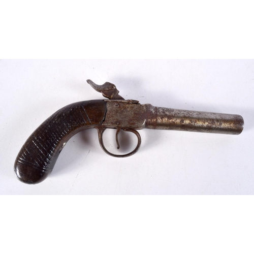 3530 - A 19th Century percussion pistol , Birmingham proof marks 18cm.