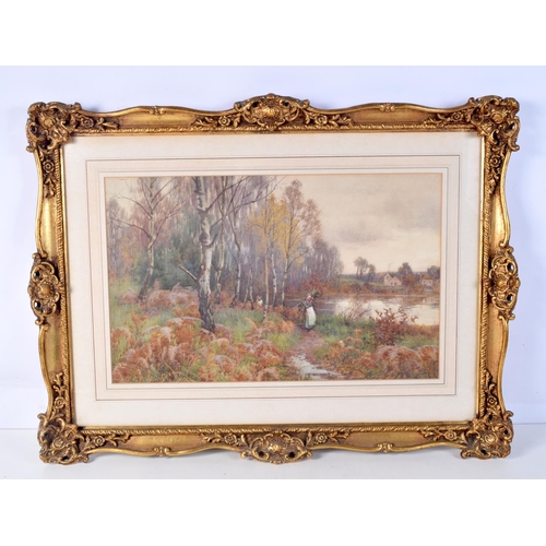 3706 - Mary S Hagarty 1885-1930  A framed watercolour of a rural scene 33 x 53 cm.