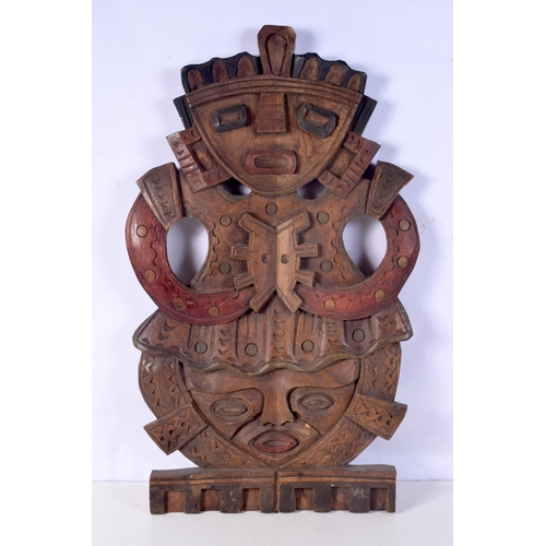 3707 - A large wooden South American carving 75 x 45 cm.