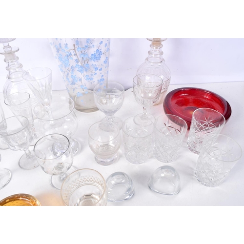 3717 - A collection of glassware, decanters, glasses, vases etc (Qty).