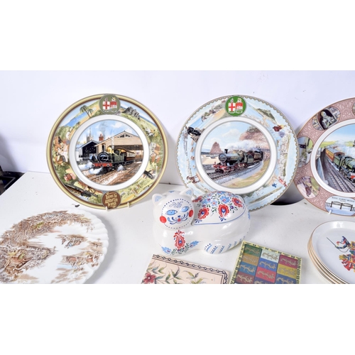 3718 - A miscellaneous collection of collectors plates, tiles, glass ware etc (Qty).