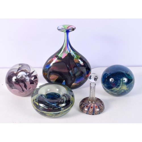 3824 - A collection of glass ware including Norman Stuart Clarke , paper weights, perfume bottles etc large... 